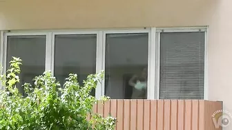 Spying on my hot neighbor she naked cleaning her house