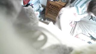 Nerdy mom was caught on spy cam masturbating in bedroom