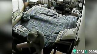 I'm spying! My nerdy mom masturbates and fingers her tight pussy