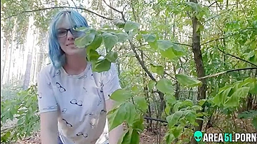 My sex-hungry horny wife masturbates in the wood