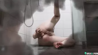 Hidden camera caught my sister's horny GF masturbating in our shower