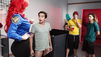 Buxom security guard catches little thief and fucks him in the clothing store Buxom security guard catches little thief and fucks him in the clothing store