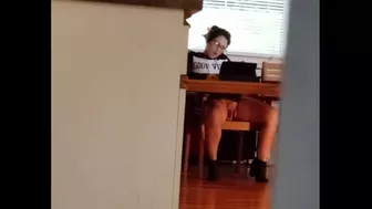 Spied on my sister masterbation at table after school Spied on my sister masterbation at table after school