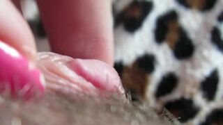 Big Clit Erection. Extreme close up on my wet clit head pulsating