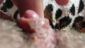 Big Clit Erection. Extreme close up on my wet clit head pulsating