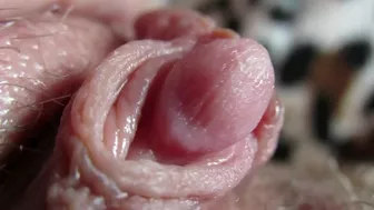 Big Clit Erection. Extreme close up on my wet clit head pulsating