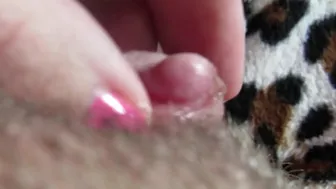 Big Clit Erection. Extreme close up on my wet clit head pulsating