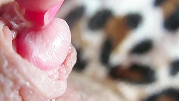 Big Clit Erection. Extreme close up on my wet clit head pulsating
