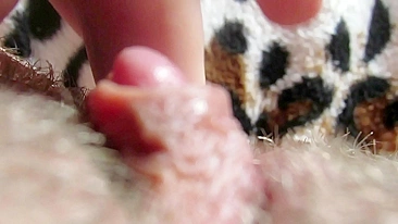 Big Clit Erection. Extreme close up on my wet clit head pulsating