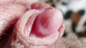Big Clit Erection. Extreme close up on my wet clit head pulsating
