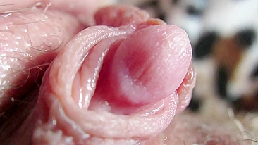Big Clit Erection. Extreme close up on my wet clit head pulsating