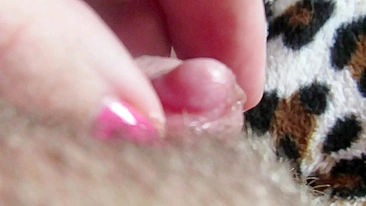 Big Clit Erection. Extreme close up on my wet clit head pulsating
