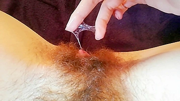 Big Clit Erection.  Vagina sex toy wet closeup hairy cunt orgasm POV