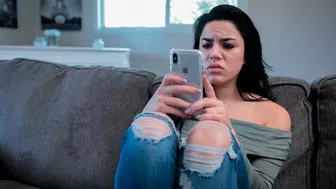 Dark-haired sis in stockings fucks her anxious step brother on Valentines Day