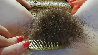 Narcissistic girl likes nothing more than playing with a hairy bush
