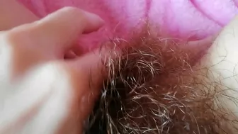 Narcissistic girl likes nothing more than playing with a hairy bush