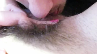 Girlfriend has a hairy cunt and it's a pleasure for the guy to lick it