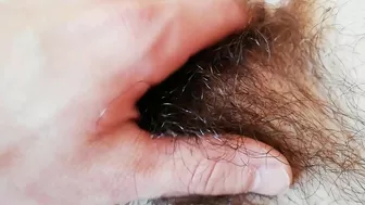 Man with pleasure penetrates partner's hairy cunt and asshole