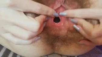 Mischievous camgirl tries to impress men with hairy bush and pissing