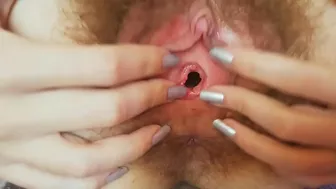 Mischievous camgirl tries to impress men with hairy bush and pissing