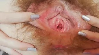 Mischievous camgirl tries to impress men with hairy bush and pissing