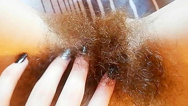 Mischievous camgirl tries to impress men with hairy bush and pissing