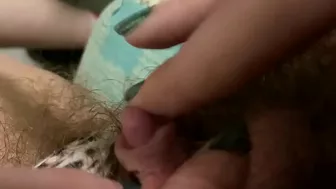 Big Clit Erection. Morning orgasm in extreme masturb POV