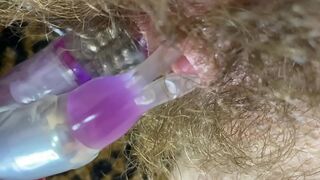 Big Clit Erection. Bunny vibrator test masturbation POV big orgasm