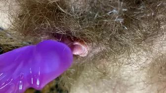 Big Clit Erection. Bunny vibrator test masturbation POV big orgasm
