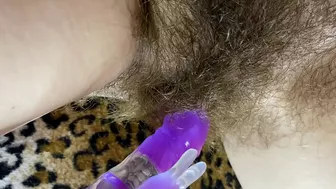 Big Clit Erection. Bunny vibrator test masturbation POV big orgasm