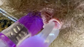 Big Clit Erection. Bunny vibrator test masturbation POV big orgasm