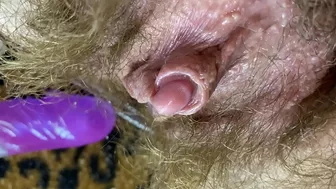 Big Clit Erection. Bunny vibrator test masturbation POV big orgasm