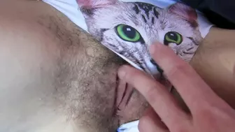 Guy nicely fingers and fucks hairy cunt of his blonde girlfriend