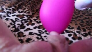 Close up video with amateur mom touching her big clit using a vibrator