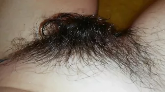 Gal records herself caressing her super-hairy bush in the bathroom