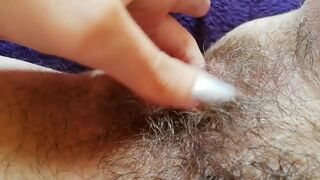 Sexy one-hour compilation of amateur whore touching her hairy bush