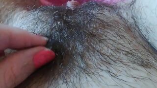 Sexy one-hour compilation of amateur whore touching her hairy bush