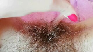 Sexy one-hour compilation of amateur whore touching her hairy bush