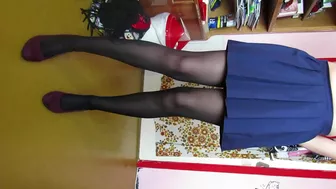 Slender babe shows off her legs in different pantyhose and stockings