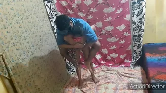 Musctached brother in blue mask and shirt fucks the Indian sister