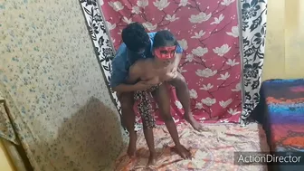 Musctached brother in blue mask and shirt fucks the Indian sister