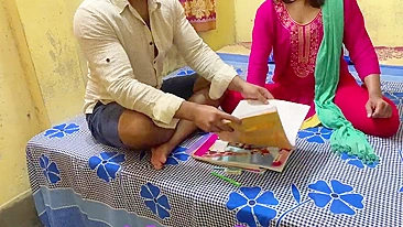 Pussy-hungry brother fucks the Indian sister instead of tutoring her