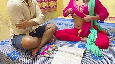 Pussy-hungry brother fucks the Indian sister instead of tutoring her