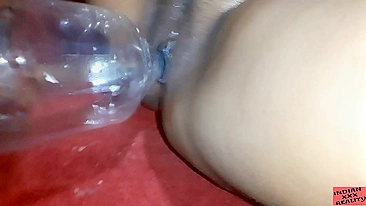 Brother is lucky to film Indian sister satisfying pussy with a bottle