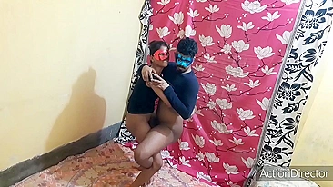 Sister lifts her Indian brother up to fuck him properly at home
