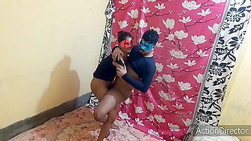 Sister lifts her Indian brother up to fuck him properly at home