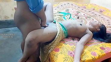 Horny Indian brother sticks his boner into sleeping sister's twat