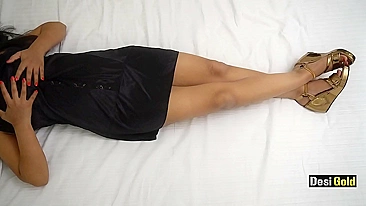 Slutty Indian babe strips and plays with her pussy for the camera