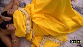 Indian woman in yellow is always willing to show twins and get it on