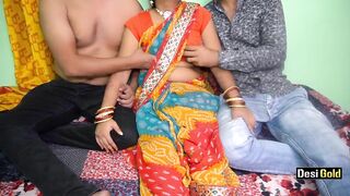 Indian bitch wife gangbanged with husband and her boss